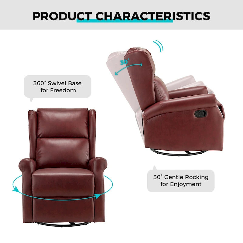 Baksoho Contemporary Faux Leather Swivel Nursery Chair with Metal Base by HULALA HOME