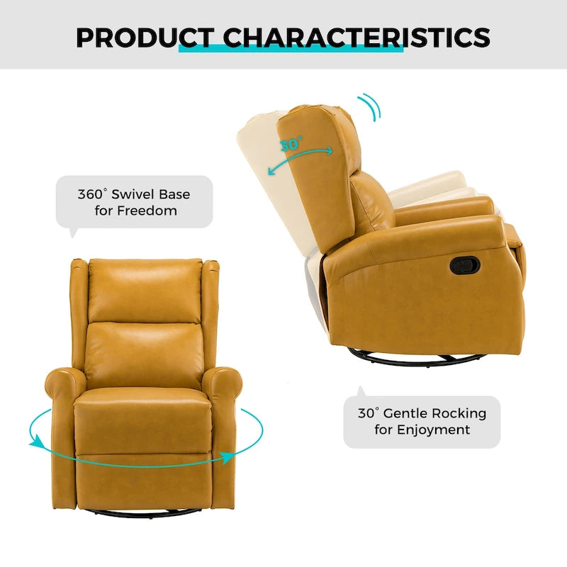Baksoho Contemporary Faux Leather Swivel Nursery Chair with Metal Base by HULALA HOME
