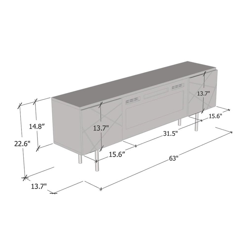 London WH-EF Electric Fireplace 63 TV Stand