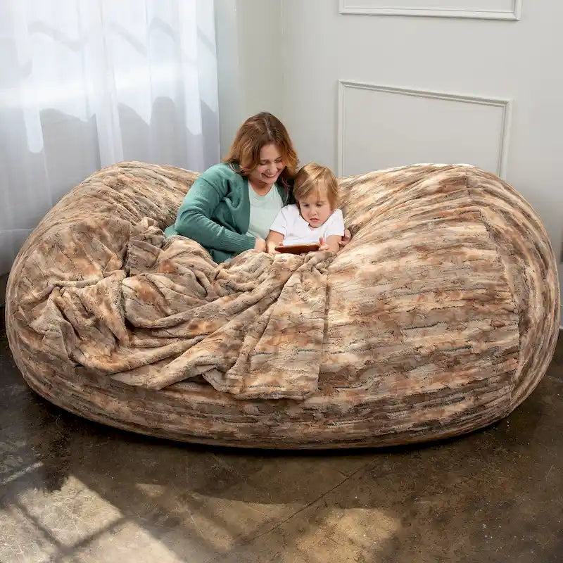Jaxx Grand Lounger 7 Foot Bean Bag Sofa For Adults - Luxe Faux Fur