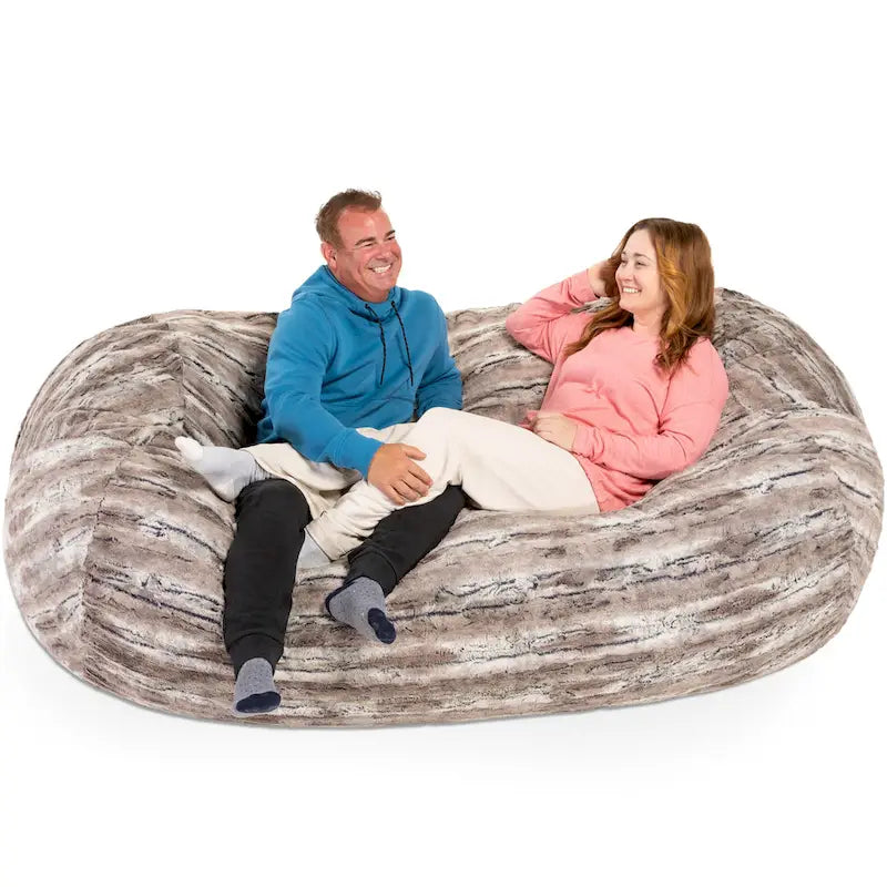 Jaxx Grand Lounger 7 Foot Bean Bag Sofa For Adults - Luxe Faux Fur