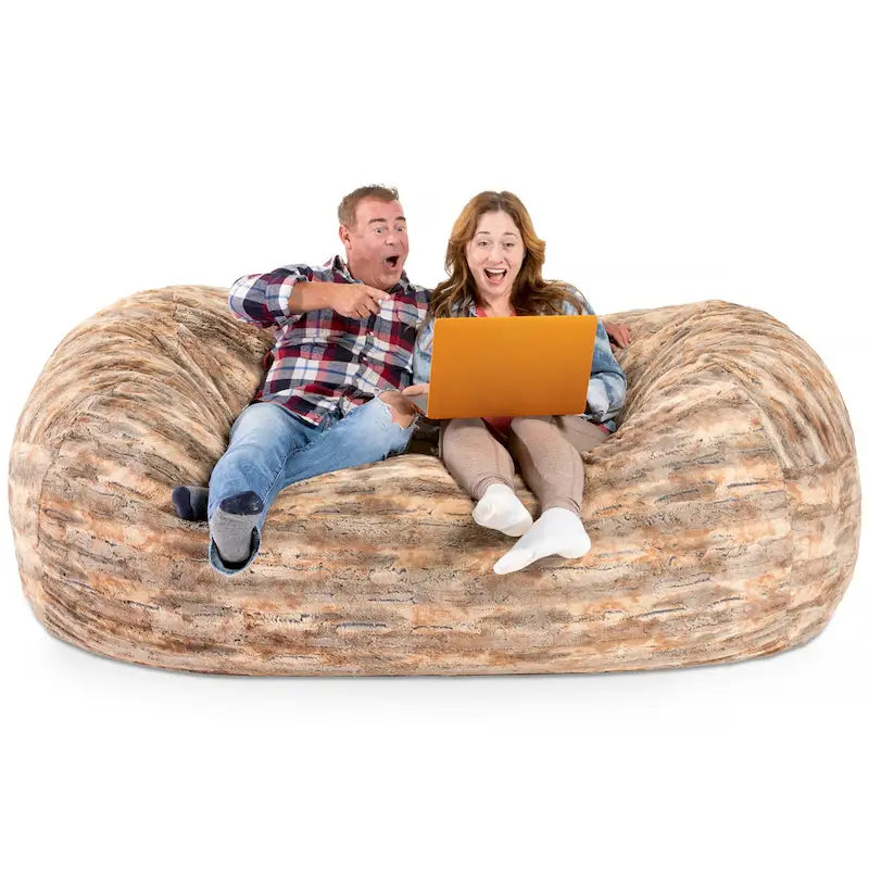 Jaxx Grand Lounger 7 Foot Bean Bag Sofa For Adults - Luxe Faux Fur