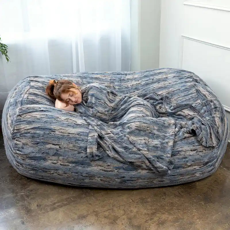 Jaxx Grand Lounger 7 Foot Bean Bag Sofa For Adults - Luxe Faux Fur