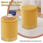 Velvet Storage Ottoman Multipurpose Footrest Stool with Metal Base