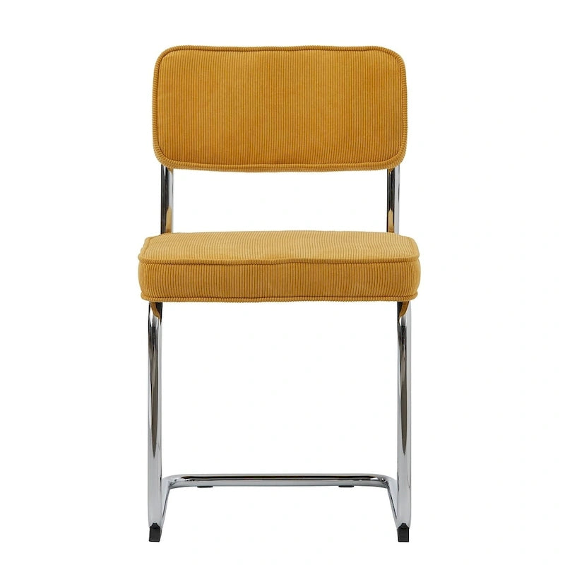 Rye Studio Corduroy Dining Chairs with Chrome Legs, Set of 2