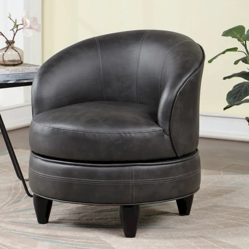 Faux Leather Swivel Lounge Chair