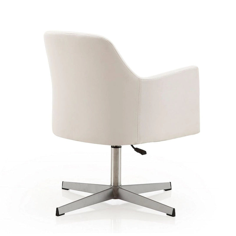 Manhattan Comfort Pelo Polished Chrome Faux Leather Adjustable Height Swivel Accent Chair