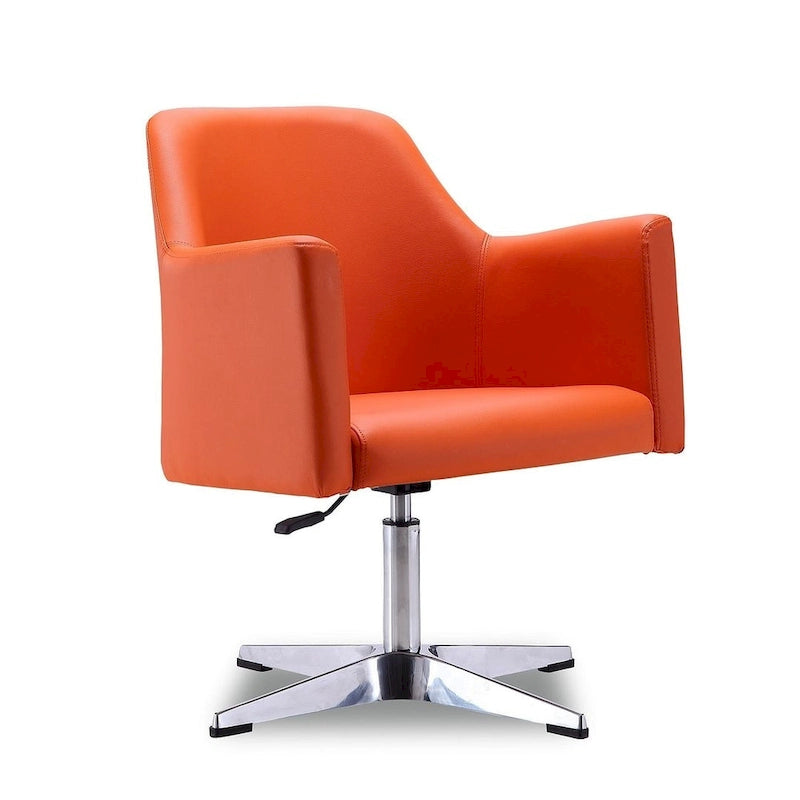 Manhattan Comfort Pelo Polished Chrome Faux Leather Adjustable Height Swivel Accent Chair