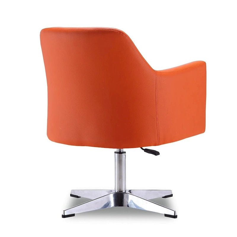 Manhattan Comfort Pelo Polished Chrome Faux Leather Adjustable Height Swivel Accent Chair