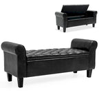 AVAWING Storage Ottoman Bench Leather Upholstered Ottoman with Arm
