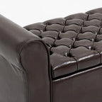 AVAWING Storage Ottoman Bench Leather Upholstered Ottoman with Arm
