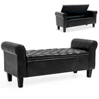 AVAWING Storage Ottoman Bench Leather Upholstered Ottoman with Arm