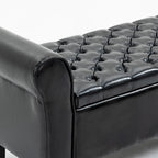 AVAWING Storage Ottoman Bench Leather Upholstered Ottoman with Arm