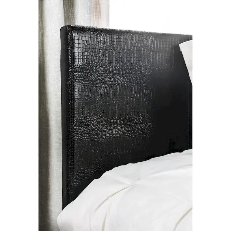 Furniture of America Gols Modern Black Faux Leather Padded Platform Bed