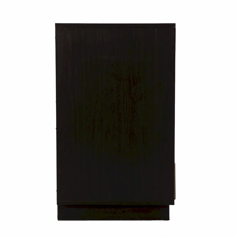 HomeRoots 32 Dark Brown And Natural Carved Floral Sideboard with Two Doors