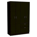 Wardrobe — Equipped With Two Double-Door Cabinets, Drawers, Five Built-In Shelves, A Hanging Rod, And A Pull-Down Storage Unit.