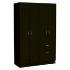 Wardrobe — Equipped With Two Double-Door Cabinets, Drawers, Five Built-In Shelves, A Hanging Rod, And A Pull-Down Storage Unit.
