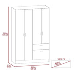 Wardrobe — Equipped With Two Double-Door Cabinets, Drawers, Five Built-In Shelves, A Hanging Rod, And A Pull-Down Storage Unit.
