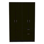 Wardrobe — Equipped With Two Double-Door Cabinets, Drawers, Five Built-In Shelves, A Hanging Rod, And A Pull-Down Storage Unit.