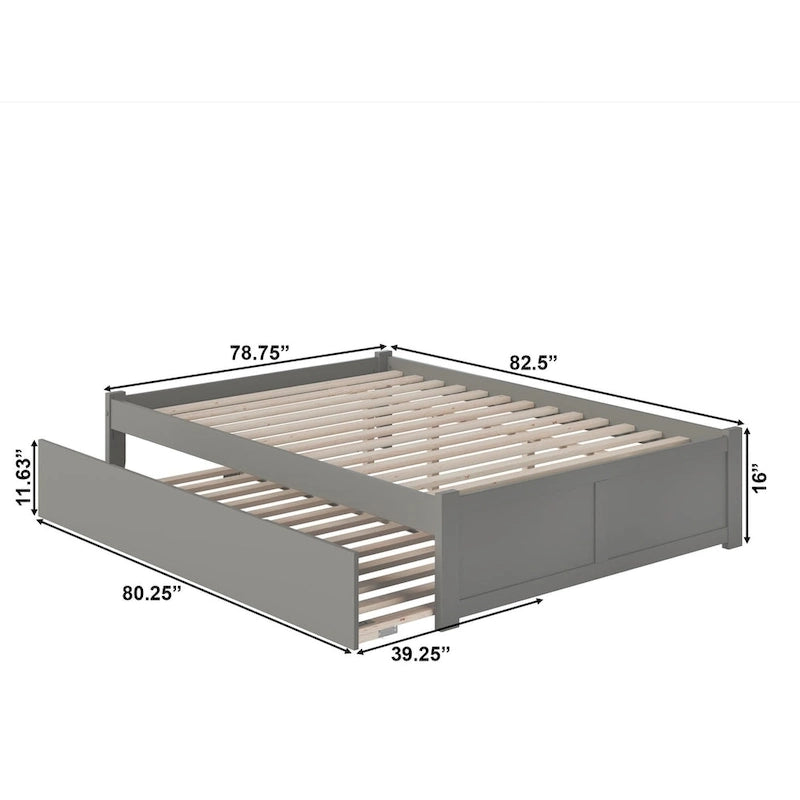 AFI Concord Wood King Platform Bed with Twin XL Trundle
