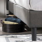 Extra-Large Platform Bed Frame with Gray Quilted Grid Stitching
