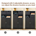 Floor Storage Cabinet with 2 Doors - 11.8D x 23.6W x 42.5H