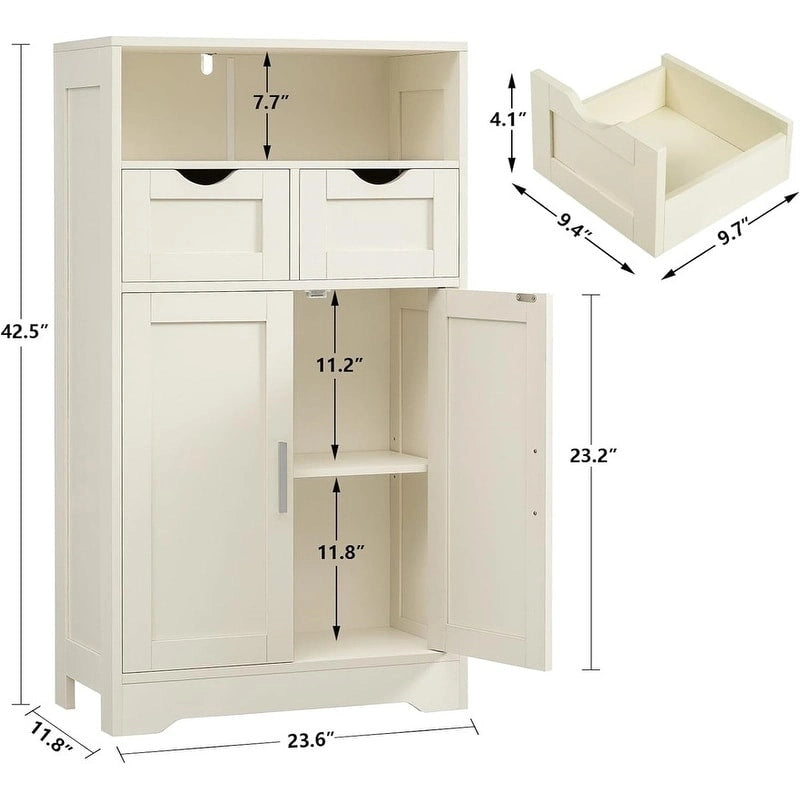 Floor Storage Cabinet with 2 Doors - 11.8D x 23.6W x 42.5H