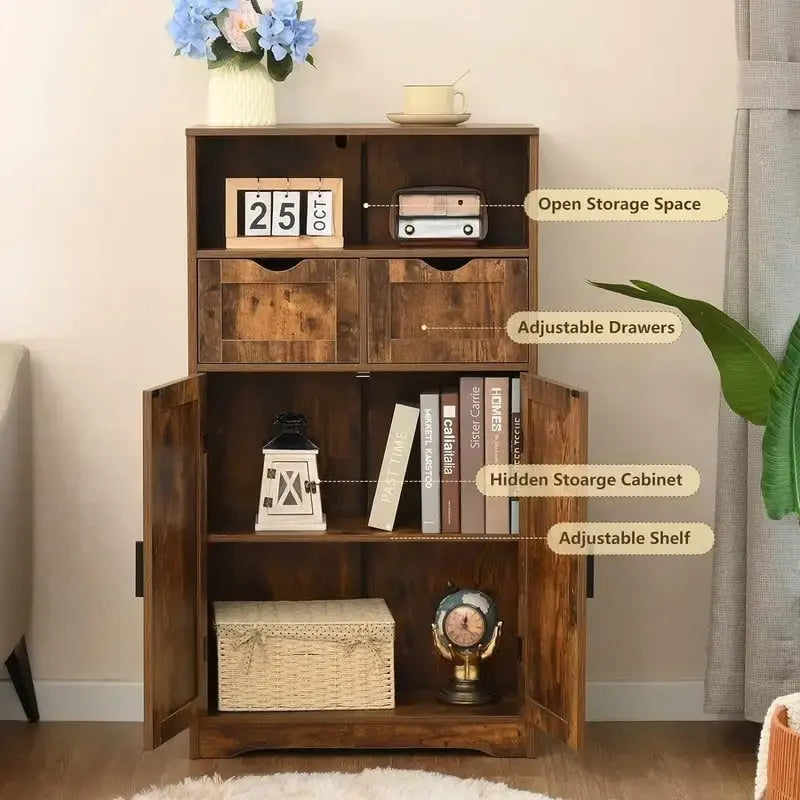Floor Storage Cabinet with 2 Doors - 11.8D x 23.6W x 42.5H