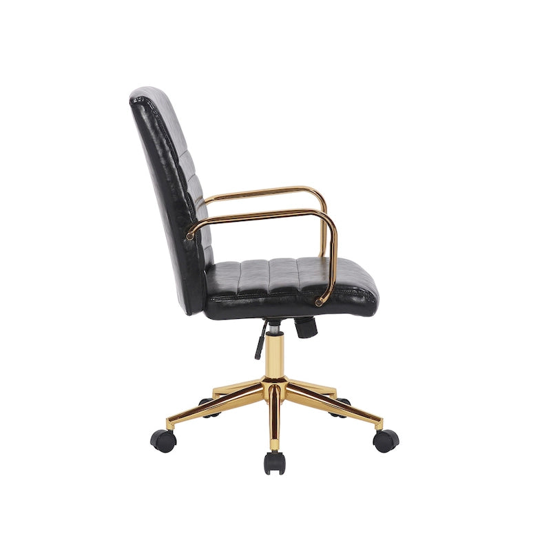 Porthos Home Franco Swivel Office Chair, PU Leather, Roller Wheels