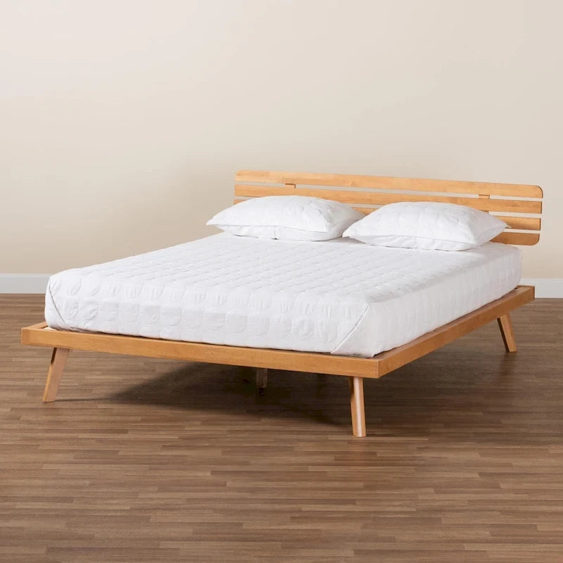 Rustic Brown Solid Wood Platform Bed