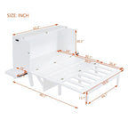 Queen Size Murphy Bed Chest with Desk, USB Port,Removable Shelves on Each Side