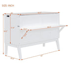 Queen Size Murphy Bed Chest with Desk, USB Port,Removable Shelves on Each Side