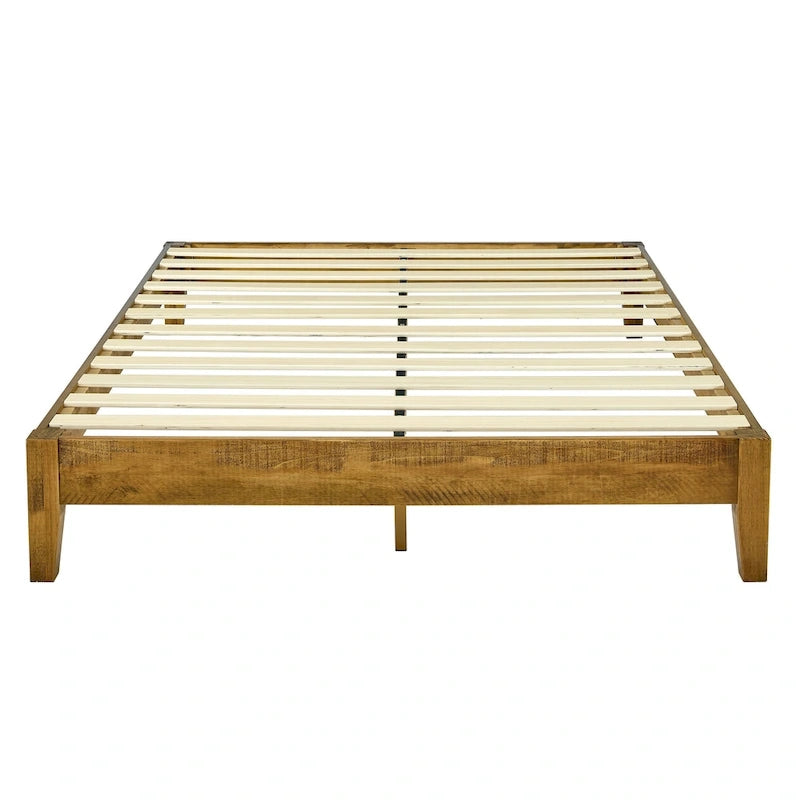 MUSEHOMEINC Mid-Century Wood Platform Bed Frame,No Box Spring Needed,Strong Wood Slat Support
