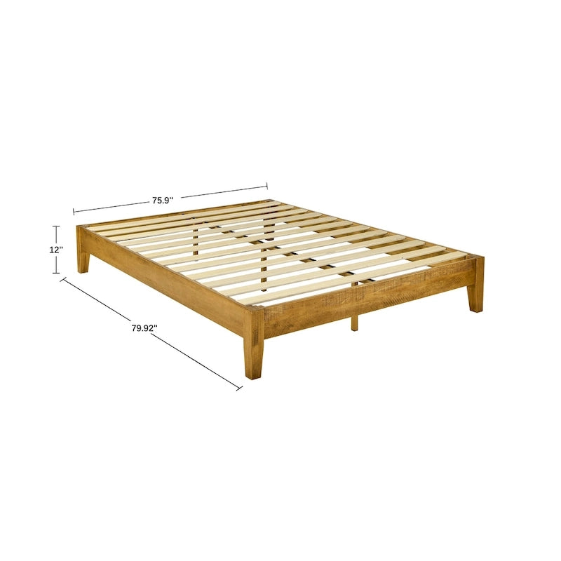 MUSEHOMEINC Mid-Century Wood Platform Bed Frame,No Box Spring Needed,Strong Wood Slat Support