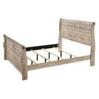 Roundhill Furniture Imerland Contemporary White Wash Finish Bedroom Set with Sleigh Bed, Dresser, Mirror, Nightstand, Chest