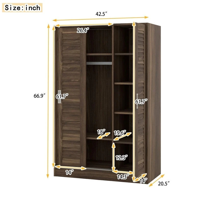 3-Door Shutter Wardrobe with shelves For Bedroom