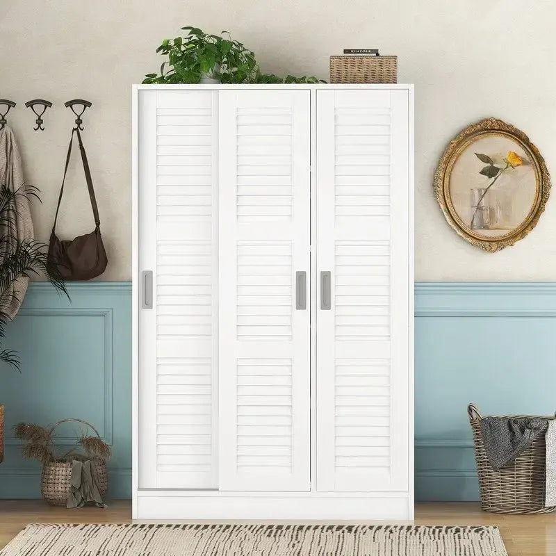 3-Door Shutter Wardrobe with shelves For Bedroom