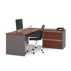 Bestar Connexion L-desk with Oversized Pedestal