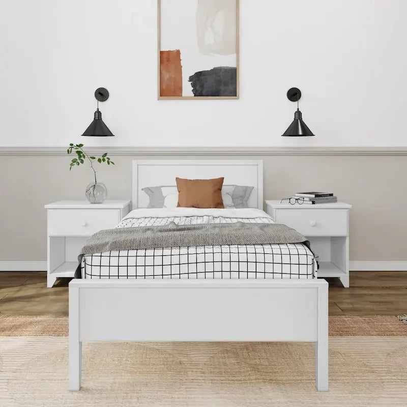 Plank and Beam Twin-Size Bed with Panel Headboard