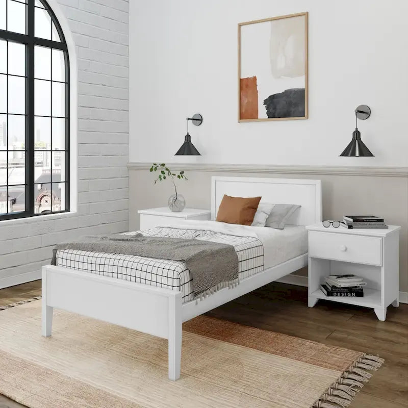 Plank and Beam Twin-Size Bed with Panel Headboard