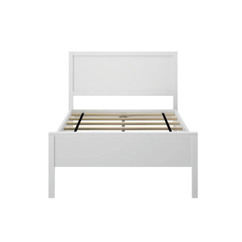 Plank and Beam Twin-Size Bed with Panel Headboard