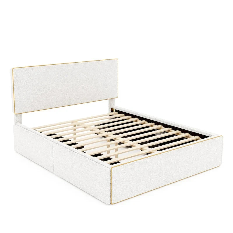 Full Size Upholstered Platform Bed with 4 Drawers