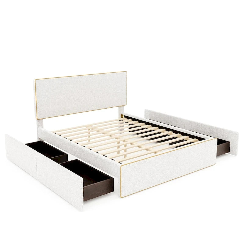Full Size Upholstered Platform Bed with 4 Drawers