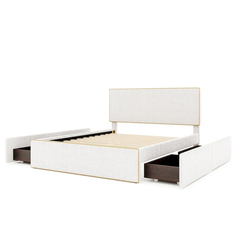 Full Size Upholstered Platform Bed with 4 Drawers