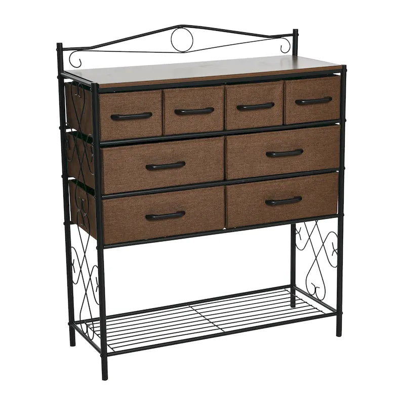Household Essentials Victoria Dresser Table Storage Organizer with 8 Drawers and Shoe Shelf