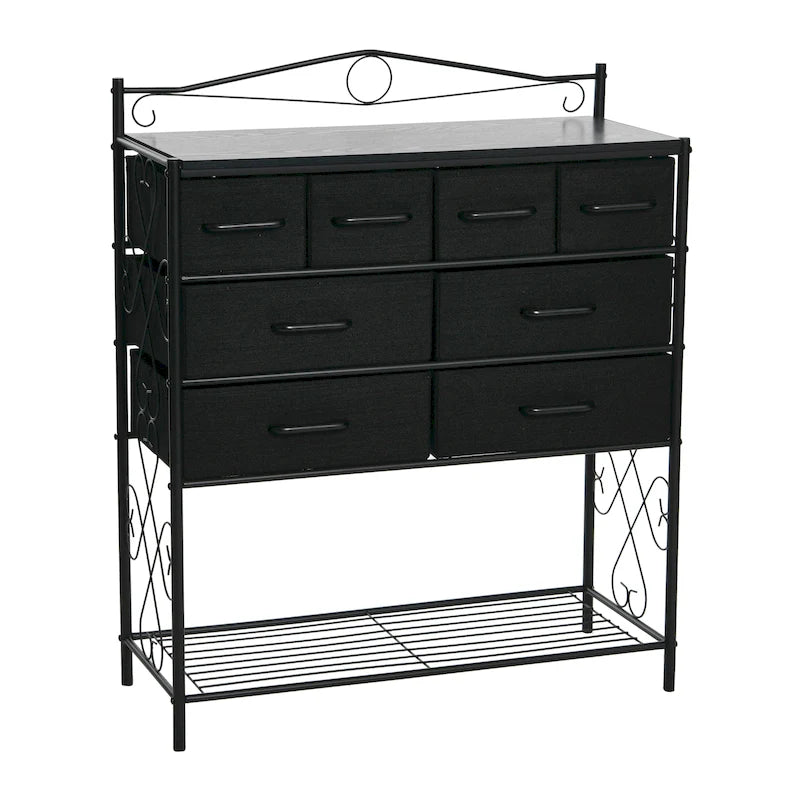 Household Essentials Victoria Dresser Table Storage Organizer with 8 Drawers and Shoe Shelf