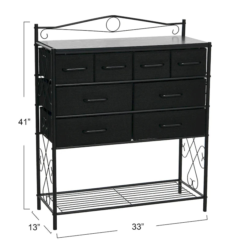 Household Essentials Victoria Dresser Table Storage Organizer with 8 Drawers and Shoe Shelf