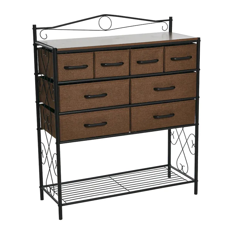 Household Essentials Victoria Dresser Table Storage Organizer with 8 Drawers and Shoe Shelf