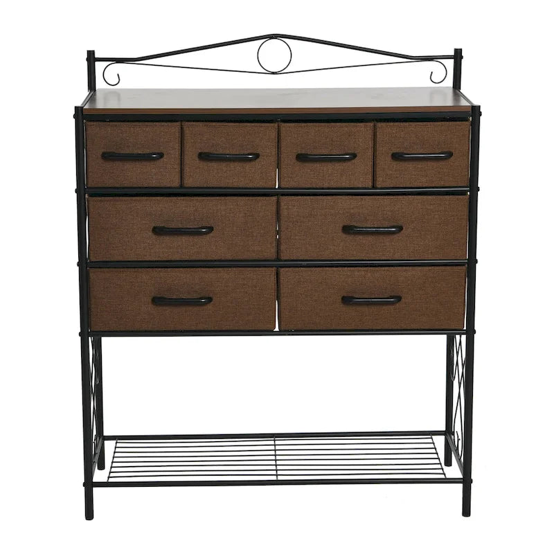 Household Essentials Victoria Dresser Table Storage Organizer with 8 Drawers and Shoe Shelf