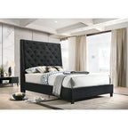 Marillin Black Velvet Upholstered Tufted Bed
